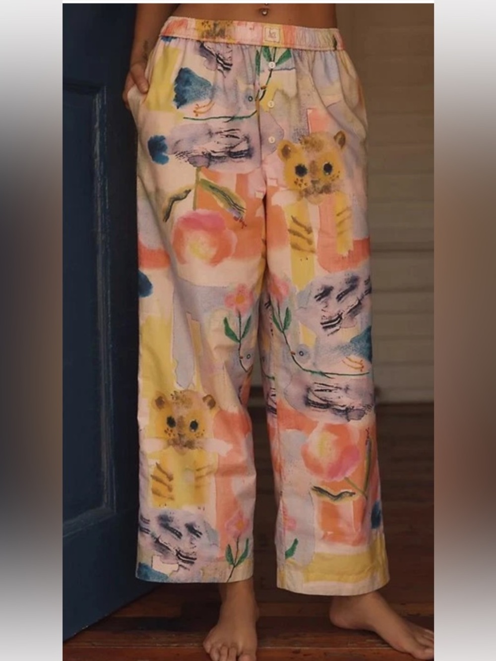 Anthropologie The Wren Boxer Pants Yumi Kimura 100% Cotton SIZE M NEW